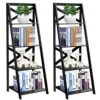 Tangkula 4-Tier Ladder Shelf Bookcase (Set Of 2), Leaning Free Standing Wooden Frame Decor Bookshelf, Storage Flower Shelf, Plant Display Shelf For Home Office -Amazon Store 519yyFfqfvL