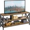 Yaheetech Industrial TV Stand For TV Up To 65 Inch, 55" TV Cabinet With 3 Tier Storage Shelves For Living Room, Entertainment Center TV Console Table With Metal Frame, Rustic Brown -Amazon Store 51A2DhdNmcS