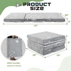 MeMoreCool Foldable Floor Mattress For Kids, Star Glow In The Dark Toddler Floor Nap Mat For Sleeping Daycare, Small Child Foldable Mattress Floor Bed, Trifold Futon Portable Tri Folding Mattress -Amazon Store 51A64zAMr7L