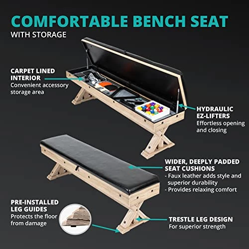 Freetime Fun Rockford 7-FT 3 In 1 Multi Game Featuring Pool Dining Table And Table Tennis Tables, Storage Benches And Upgraded Accessories Kit Included 6 Freetime Fun Rockford 7-FT 3 In 1 Multi Game Featuring Pool Dining Table And Table Tennis Tables, Storage Benches And Upgraded Accessories Kit Included - Image 4