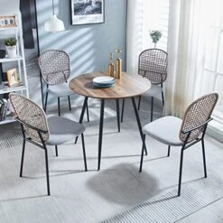 FMD 31.5 Inch Industrial Round Dining Table For 2, Small Wood Circle Table With Black Metal Legs For Kitchen Living Room -Amazon Store 51A7ADIkdaL