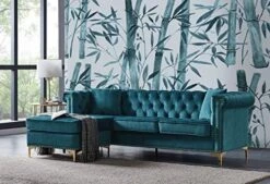 Iconic Home Levin Left Hand Facing Sectional Sofa L Shape Chaise Velvet Button Tufted Rolled Arm With Nail Head Trim Tone Metal Y-Leg With 2 Accent Pillows Modern Contemporary, Gold 15 Iconic Home Levin Left Hand Facing Sectional Sofa L Shape Chaise Velvet Button Tufted Rolled Arm With Nail Head Trim Tone Metal Y-Leg With 2 Accent Pillows Modern Contemporary, Gold -Amazon Store 51AFdXoeGoL. AC