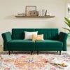Belffin Velvet Convertible Futon Sofa Bed Memory Foam Futon Couch Sleeper Sofa Green -Amazon Store 51AMBGhBkML