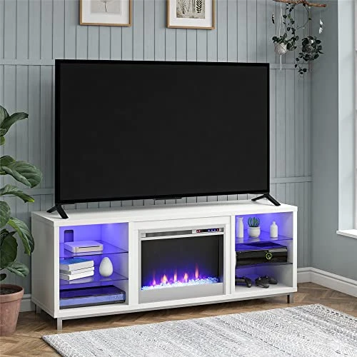 Ameriwood Home Fireplace TV Stand For TVs Up To 70", White,1822096COM (18.9 X 64.76 X 24.88 Inches) 4 Ameriwood Home Fireplace TV Stand For TVs Up To 70", White,1822096COM (18.9 X 64.76 X 24.88 Inches) - Image 2