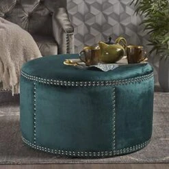 Christopher Knight Home Jaewon Studded Velvet Ottoman, Teal / Black -Amazon Store 51AZvyZJjLL. AC