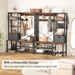 Aheaplus Hall Tree With Storage Bench, Coat Rack, 5-Tier Shelves, Fabric Storage Basket, Side Hooks, 71’’ Industrial 5 In 1 Large Organizer, Wood Look Accent Furniture-Sturdy Metal Frame, Rustic Brown 12 Aheaplus Hall Tree With Storage Bench, Coat Rack, 5-Tier Shelves, Fabric Storage Basket, Side Hooks, 71’’ Industrial 5 In 1 Large Organizer, Wood Look Accent Furniture-Sturdy Metal Frame, Rustic Brown -Amazon Store 51AjKeXIcUL