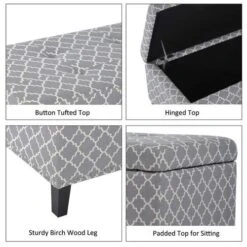 HOMCOM Large 42" Tufted Linen Fabric Upholstery Storage Ottoman Bench With Lift-top For Living Room, Entryway, Or Bedroom - Grey Lattice 10 HOMCOM Large 42" Tufted Linen Fabric Upholstery Storage Ottoman Bench With Lift-top For Living Room, Entryway, Or Bedroom - Grey Lattice -Amazon Store 51Al60IiAHL