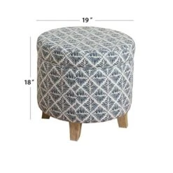 Homepop Home Decor | Upholstered Round Storage Ottoman | Ottoman With Storage For Living Room & Bedroom With Flared Legs, Navy Blue Geometric Pattern 12 Homepop Home Decor | Upholstered Round Storage Ottoman | Ottoman With Storage For Living Room & Bedroom With Flared Legs, Navy Blue Geometric Pattern -Amazon Store 51ApfxHcryL