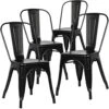 Poly And Bark Metal Modern Dining Chair, Industrial Mid Century Kitchen Cafe Restaurant Side Chair, Stackable, Black (Set Of 4) -Amazon Store 51AubELuX2L