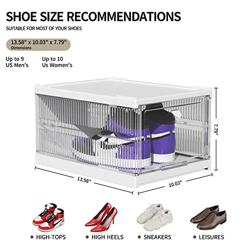 TIDYAVE Shoe Storage Boxes, Assembly-Free Clear Solid Plastic 3 Tier Foldable Shoe Organizer Bins For Closet Space Saving Stackable Shoe Rack Sneaker Container Holder (13.58”x 10.03”x 7.79”) 3 TIDYAVE Shoe Storage Boxes, Assembly-Free Clear Solid Plastic 3 Tier Foldable Shoe Organizer Bins For Closet Space Saving Stackable Shoe Rack Sneaker Container Holder (13.58”x 10.03”x 7.79”)