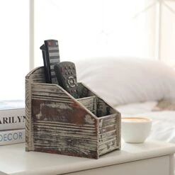 MyGift Rustic Torched Wood Remote Control Holder For Table With 3 Compartments, Living Room TV Media Organizer 11 MyGift Rustic Torched Wood Remote Control Holder For Table With 3 Compartments, Living Room TV Media Organizer -Amazon Store 51BMRSyLJRL