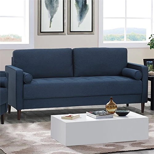 Hawthorne Collections Modern Fabric Upholstery Living Room Sofa In Navy Blue 4 Hawthorne Collections Modern Fabric Upholstery Living Room Sofa In Navy Blue - Image 2