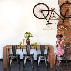 FDW Chairs Metal Stackable Restaurant Dining Chair 18" Seat Height Bar Chairs Indoor/Outdoor Tolix Side Metal Kitchen Trattoria Chairs Set Of 4 11 FDW Chairs Metal Stackable Restaurant Dining Chair 18" Seat Height Bar Chairs Indoor/Outdoor Tolix Side Metal Kitchen Trattoria Chairs Set Of 4 -Amazon Store 51BVkYEBl4L