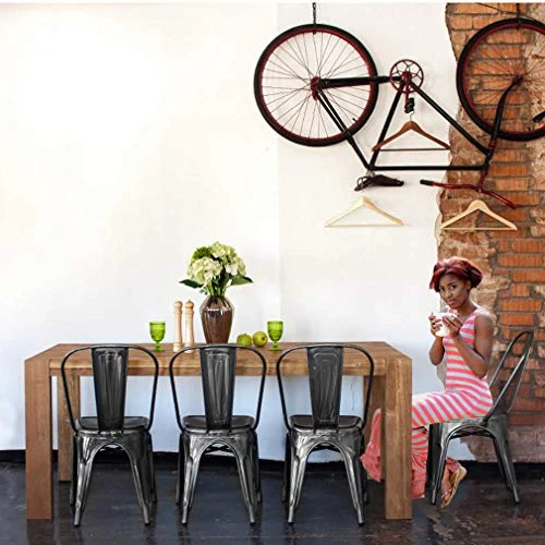 FDW Chairs Metal Stackable Restaurant Dining Chair 18" Seat Height Bar Chairs Indoor/Outdoor Tolix Side Metal Kitchen Trattoria Chairs Set Of 4 7 FDW Chairs Metal Stackable Restaurant Dining Chair 18" Seat Height Bar Chairs Indoor/Outdoor Tolix Side Metal Kitchen Trattoria Chairs Set Of 4 - Image 5