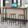 HOMYSHOPY Bar Table Set For 3, 4 Piece Dining Table Set With 3 Stools, Counter Height Kitchen Table Set With 3 Chairs For Breakfast Nook, Living Room And Apartment (Brown) 2 HOMYSHOPY Bar Table Set For 3, 4 Piece Dining Table Set With 3 Stools, Counter Height Kitchen Table Set With 3 Chairs For Breakfast Nook, Living Room And Apartment (Brown) -Amazon Store 51BWx1HeGgL