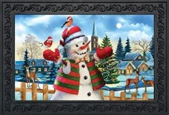 Briarwood Lane It's Snowing Christmas Doormat Snowman Indoor/Outdoor 30" X 18"