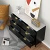 ANBUY Black 6 Drawer Double Dresser For Bedroom, Dual Chest Of Drawers Modern Dresser For Bedroom With Gold Handles Imitation Marble Texture (Black) 2 ANBUY Black 6 Drawer Double Dresser For Bedroom, Dual Chest Of Drawers Modern Dresser For Bedroom With Gold Handles Imitation Marble Texture (Black) -Amazon Store 51BgRcIeC3L