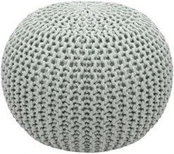 COTTON CRAFT - Hand Knitted Cable Style Dori Pouf - Ivory - Floor Ottoman - Cotton Braid Cord - Handmade & Hand Stitched - Truly One Of A Kind Seating - 20 Dia X 14 High -Amazon Store 51BmAKQ3ZZL. AC