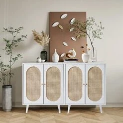 QHITTY Rattan Sideboard Buffet Cabinet, Accent Kitchen Storage Cabinet Console Table With Adjustable Shelves For Living Room, Dining Room, Bedroom (Natural) -Amazon Store 51BpZLlgq5L. AC