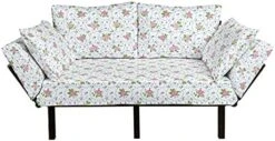 Ambesonne Striped Futon Couch, Retro Wavy Leaf Lines With Digital Effects Unusual Repeating Fresh Floral Essence Print, Daybed With Metal Frame Upholstered Sofa For Living Dorm, Loveseat, Green -Amazon Store 51Brhl6CIYL. AC