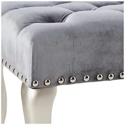 Roundhill Furniture Decor Maxem Tufted Fabric Upholstered Seat With Nailhead Trim Bench, Gray -Amazon Store 51Bs9lpgylL