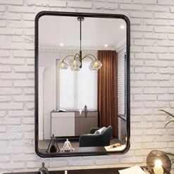 Abelockand Black Bathroom Mirror For Wall, 24" X 36" Black Rectangle Mirror For Wall, Matte Black Metal Framed Bathroom Mirror, Wall Mounted Black Vanity Mirror, Horizontally Or Vertically -Amazon Store 51Bx7oo2jmL. AC 1