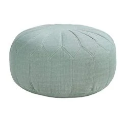 Madison Park Kelsey Round Floor Pillow Pouf Ottoman Large - Soft Fabric, Polystyrene Beads Fill Seafoam Ottoman Foot Stool - 1 Piece Mid-Century Modern Floral Design Oversized Beanbag