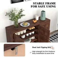 Giantex Buffet Cabinet Kitchen Storage Cupboard - 3 Door Sideboard With Adjustable Shelves, Cable Management Holes, Anti-Tipping Kits, Coffee Bar Console Cabinet For Living Room (Brown) -Amazon Store 51C5WdHLBfL