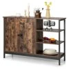 Giantex Industrial Kitchen Storage Cabinet W/Open Shelves, 2-Door Cupboard, Adjustable Shelf, Wooden Buffet Sideboard, Farmhouse Floor Bar Cabinet For Living Room, Entryway (Rustic Brown) -Amazon Store 51C5vcWLnDL