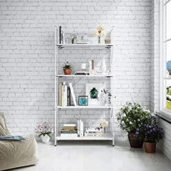 4 Tier Folding Bookshelf, Industrial Metal Book Shelf For Storage, Folding Bookcase For Organization And Storage, Rustic Wooden Metal Book Case For Living Room Office, 11.8 D X 23.6 W X 49.8 H Inches -Amazon Store 51C6pzilGvL. AC