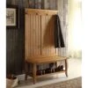 BOWERY HILL Natural Wood Hall Tree With Open Storage In Antique Brown