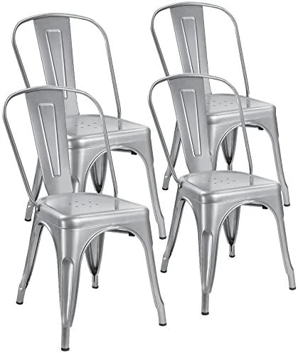 Devoko Metal Indoor-Outdoor Chairs Distressed Style Kitchen Dining Chairs Stackable Side Chairs With Back Set Of 4 (Gun) 13 Devoko Metal Indoor-Outdoor Chairs Distressed Style Kitchen Dining Chairs Stackable Side Chairs With Back Set Of 4 (Gun) - Image 11