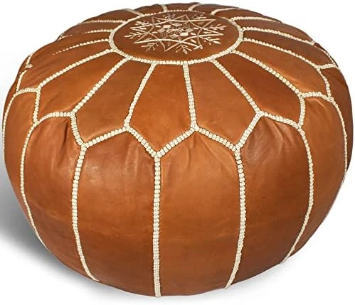 MARRAKESH STYLE Comfortable Leather Ottoman Pouf - Handmade Unstuffed Moroccan Pouf Cover - Square Pouf & Foot Rest Ottoman - Perfect For Living Rooms Bedrooms & Kids Room - Square Brown 11 MARRAKESH STYLE Comfortable Leather Ottoman Pouf - Handmade Unstuffed Moroccan Pouf Cover - Square Pouf & Foot Rest Ottoman - Perfect For Living Rooms Bedrooms & Kids Room - Square Brown - Image 9