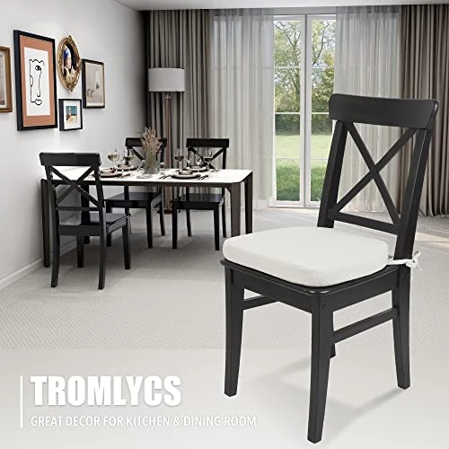 Tromlycs Dining Chair Cushions For Dining Kitchen Pads Set Of 4 Room Seat Indoor U Shaped Non Slip With Ties 17 X 16 Inch Farmhouse Ivory White 8 Tromlycs Dining Chair Cushions For Dining Kitchen Pads Set Of 4 Room Seat Indoor U Shaped Non Slip With Ties 17 X 16 Inch Farmhouse Ivory White - Image 6