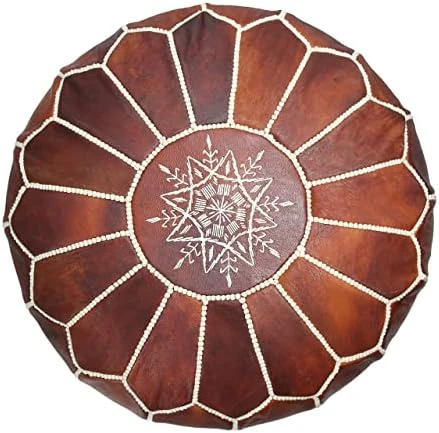 MARRAKESH STYLE Comfortable Leather Ottoman Pouf - Handmade Unstuffed Moroccan Pouf Cover - Square Pouf & Foot Rest Ottoman - Perfect For Living Rooms Bedrooms & Kids Room - Square Brown 13 MARRAKESH STYLE Comfortable Leather Ottoman Pouf - Handmade Unstuffed Moroccan Pouf Cover - Square Pouf & Foot Rest Ottoman - Perfect For Living Rooms Bedrooms & Kids Room - Square Brown - Image 11