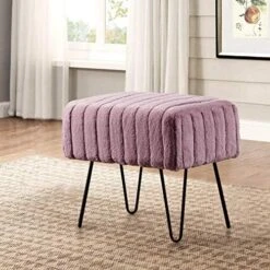 Home Soft Things Super Mink Faux Fur Pink Ottoman Bench, 19" X 13" X 17", Rose Smoke, Living Room Foot Rest Stool Entryway Makeup Bench End Of Bed Bedroom Home Decor Chair For Sitting -Amazon Store 51CQzlD3xKL. AC