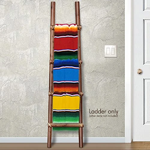 66in Arizona Made Southwest Decorative Wooden Kiva Ladder With Rawhide Bindings In Red Mahogany 5 66in Arizona Made Southwest Decorative Wooden Kiva Ladder With Rawhide Bindings In Red Mahogany - Image 3