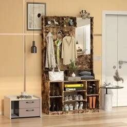PAKASEPT Hall Tree With Storage Bench Coat Rack,Shoe Storage, Entryway Bench With Coat Rack,Two Storage Shelves, 70.9” Industrial 5 In 1 Large Organizer Hall Tree,Rustic Brown -Amazon Store 51CRgpGmHiL