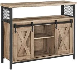 VASAGLE Buffet Sideboard Storage Cabinet With Adjustable Shelf And Sliding Barn Door, Open Compartment, 13 X 39.4 X 31.5 Inches, Rustic Brown And Black -Amazon Store 51CZnMmKTyL. AC