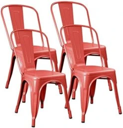 JUMMICO Metal Dining Chair Stackable Indoor-Outdoor Industrial Vintage Chairs Bistro Kitchen Cafe Side Chairs With Back Set Of 4 (Black) -Amazon Store 51CbTl61DRL. AC