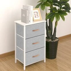 AZL1 Life Concept 3 Drawers Fabric Dresser Storage Tower, Light Grey & Storage Dresser Furniture Unit - Large Standing Organizer Chest, Light Grey -Amazon Store 51CgcmrcWNL