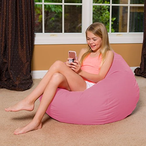 Big Comfy Bean Bag Chair: Posh Large Beanbag Chairs With Removable Cover For Kids, Teens And Adults - Polyester Cloth Puff Sack Lounger Furniture For All Ages - 27 Inch - Solid Pink 4 Big Comfy Bean Bag Chair: Posh Large Beanbag Chairs With Removable Cover For Kids, Teens And Adults - Polyester Cloth Puff Sack Lounger Furniture For All Ages - 27 Inch - Solid Pink - Image 2