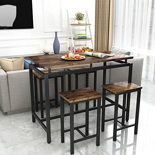 Recaceik 5 PCS Dining Table Set, Modern Kitchen Table And Chairs For 4, Wood Pub Bar Table Set Perfect For Breakfast Nook, Small Space Living Room 4 Recaceik 5 PCS Dining Table Set, Modern Kitchen Table And Chairs For 4, Wood Pub Bar Table Set Perfect For Breakfast Nook, Small Space Living Room - Image 2