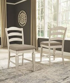 Signature Design By Ashley Realyn French Country 24.13" Counter Height Upholstered Barstool, Set Of 2, Chipped White & Realyn French Country Counter Height Dining Room Table, Chipped White -Amazon Store 51CrO7pdAkL