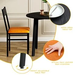 HOMURY 3 Piece Dining Table Set With Cushioned Chairs, Modern Counter Height Dinette Set, Small Kitchen Table Set With 1 Table And 2 Chairs For Dining Room, Kitchen, Small Spaces, Espresso And Brown -Amazon Store 51CtZZkijdL