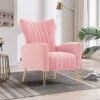 Altrobene Velvet Accent Chair Modern Wingback Comfy Chair Tufted Reading Armchair With Gold Legs For Living Room/Bedroom, Light Pink 1 Altrobene Velvet Accent Chair Modern Wingback Comfy Chair Tufted Reading Armchair With Gold Legs For Living Room/Bedroom, Light Pink -Amazon Store 51CwFgivwtL