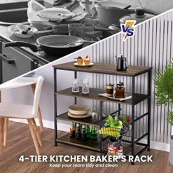PETSITE Kitchen Bakers Rack, 4-Tier Coffee Bar Station With 2 Pull-Out Baskets, Industrial Microwave Oven Stand, Free Standing Utility Storage Shelf -Amazon Store 51D3ndejLSL