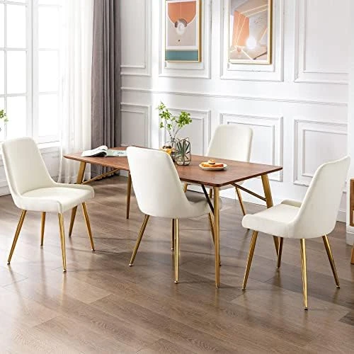 Kmax Velvet Dinning Chairs Mid Century Modern Side Chairs With Golden Legs For Kitchen & Dining Room Guest Room Restaurant, Set Of 2- Grey 12 Kmax Velvet Dinning Chairs Mid Century Modern Side Chairs With Golden Legs For Kitchen & Dining Room Guest Room Restaurant, Set Of 2- Grey - Image 10