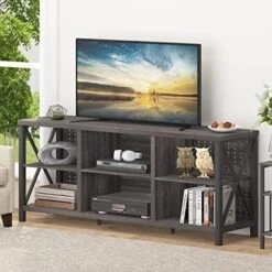 IBF Industrial Entertainment Center, Rustic Farmhouse Wood And Metal TV Stand For 55 Inch TV, Modern Television Stands Table With Media Console Storage For Living Room Bedroom, Dark Gray Oak, 47 Inch 19 IBF Industrial Entertainment Center, Rustic Farmhouse Wood And Metal TV Stand For 55 Inch TV, Modern Television Stands Table With Media Console Storage For Living Room Bedroom, Dark Gray Oak, 47 Inch -Amazon Store 51DEjbJkLUL. AC