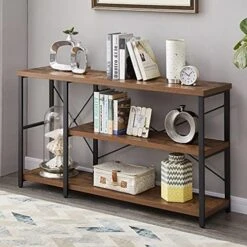 LIFUSTTG Industrial Console Table, Rustic Sofa Table For Living Room, Entry/Hallway Table With 3-Tier Open Storage Shelves, Rustic Brown 47 Inch -Amazon Store 51DU3BWsjWS. AC